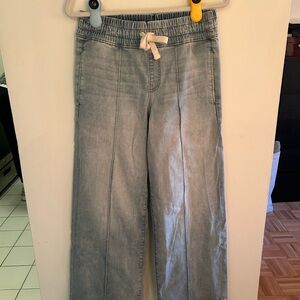 UpWest Elastic Tie Waist Soft/Stretchy Light Blue Wide-Leg Pants